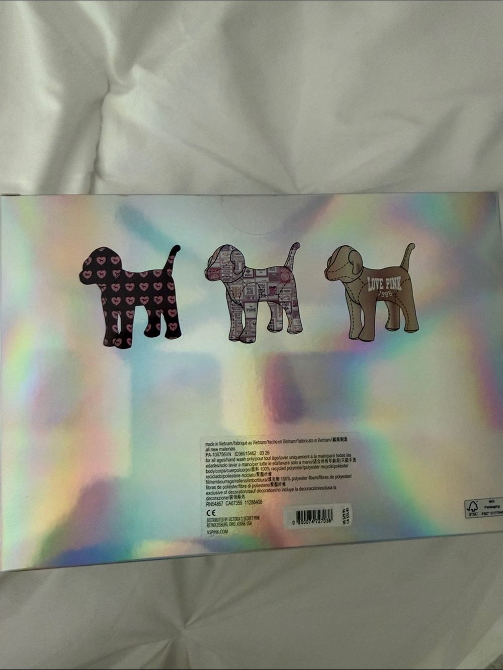 PINK Victoria's Secret Holographic Box with Hot Pink Mini Dogs (2) - Picture 4 of 4